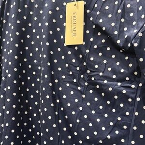 EKOUAER Women's Navy Polka Dot Pajama Set
